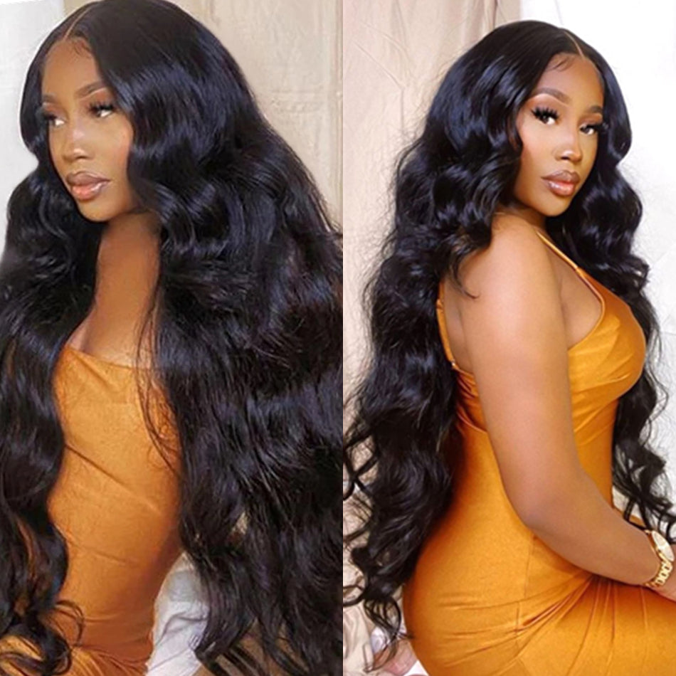 Peluca lace front 13x4 de cabello humano ondulado tipo body wave