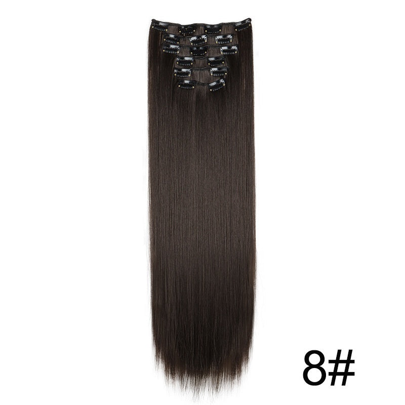 Extensiones de peluca, set de 6 piezas, cabello largo y liso