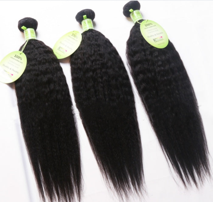 Extensiones de cortina de pelo de Brasil, pelo brasileño rizado, Yaki, recto