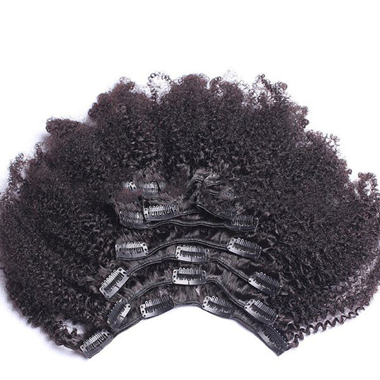 Set de 8 piezas de extensiones clip-in – Rizo africano tipo Spring Curly