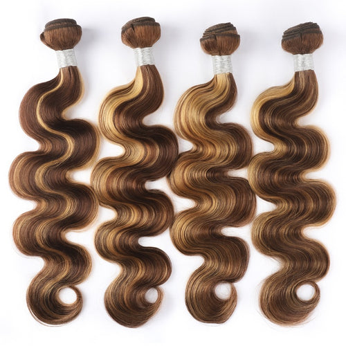 Extensión de cabello humano, color piano, nuevo tono P, ondulada tipo body wave.”