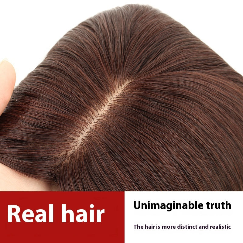Topper invisible con base de cuero cabelludo, peluca de cabello humano real