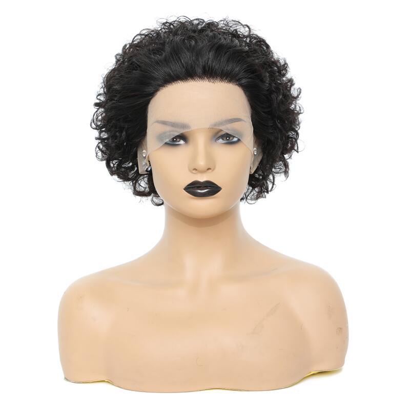 Peluca de Cabello Humano – Estilo Fashion con Flequillo Inclinado
