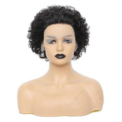 Peluca de Cabello Humano – Estilo Fashion con Flequillo Inclinado