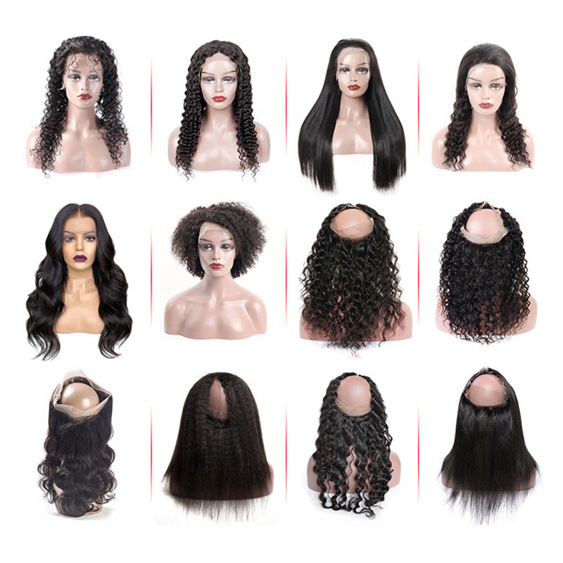 Peluca de encaje frontal para mujer, cabello rizado natural, diadema