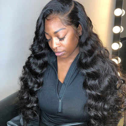 Peluca lace front 13x4 de cabello humano ondulado tipo body wave