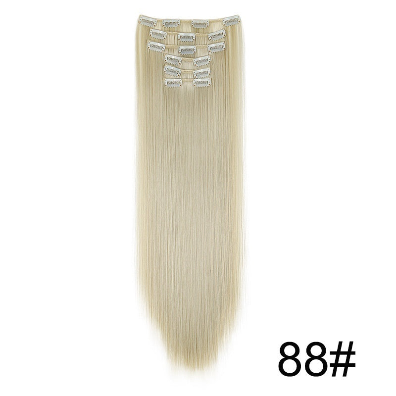 Extensiones de peluca, set de 6 piezas, cabello largo y liso