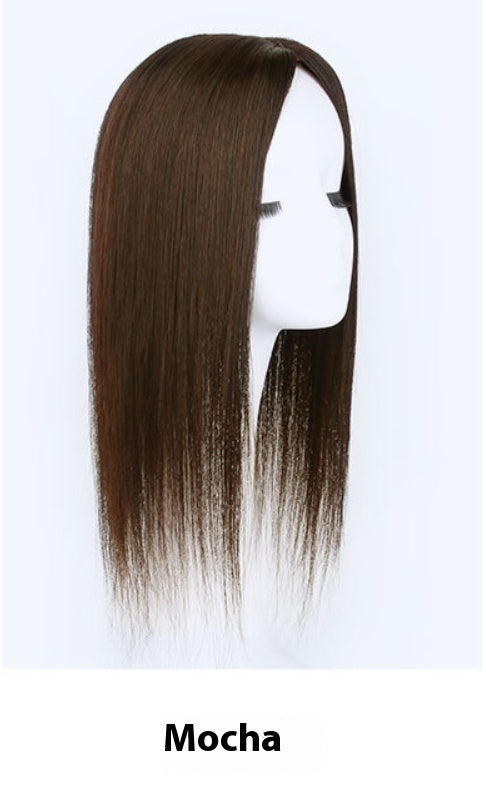 Topper invisible con base de cuero cabelludo, peluca de cabello humano real