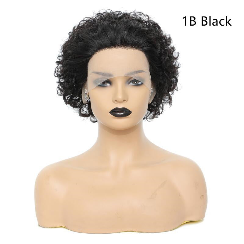 Peluca de Cabello Humano – Estilo Fashion con Flequillo Inclinado