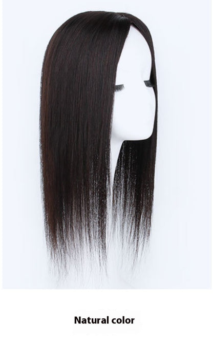 Topper invisible con base de cuero cabelludo, peluca de cabello humano real