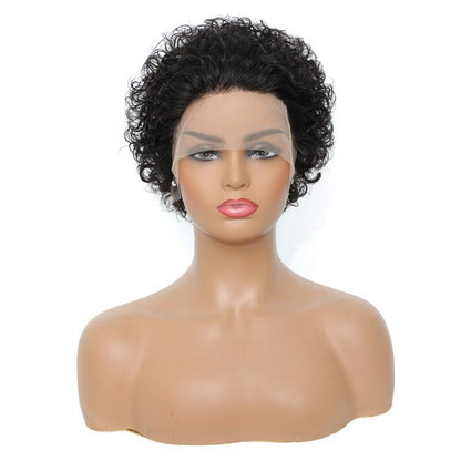 Peluca de Cabello Humano – Estilo Fashion con Flequillo Inclinado