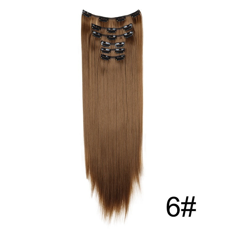 Extensiones de peluca, set de 6 piezas, cabello largo y liso