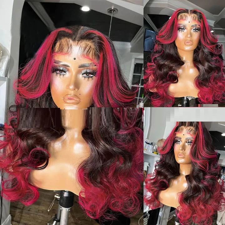 Peluca tipo headgear de cabello humano real con degradado en tonos naranja, amarillo, azul y verde.”