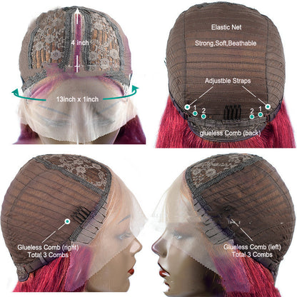 Peluca corta lisa de cabello humano color bob 1B-99J